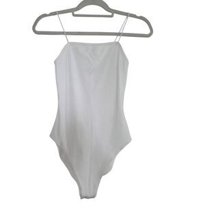 Wild Fable Women's Size Small White Ribbed Thin Strap Bodysuit